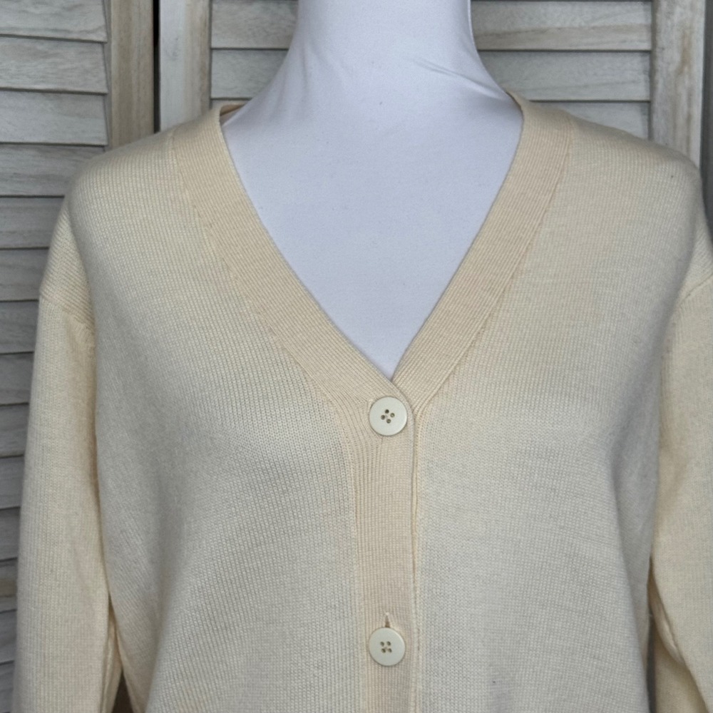 Classiques Entier Cream Sweater Merino‎ Wool V-Neck Long Cardigan XS - Picture 2 of 11